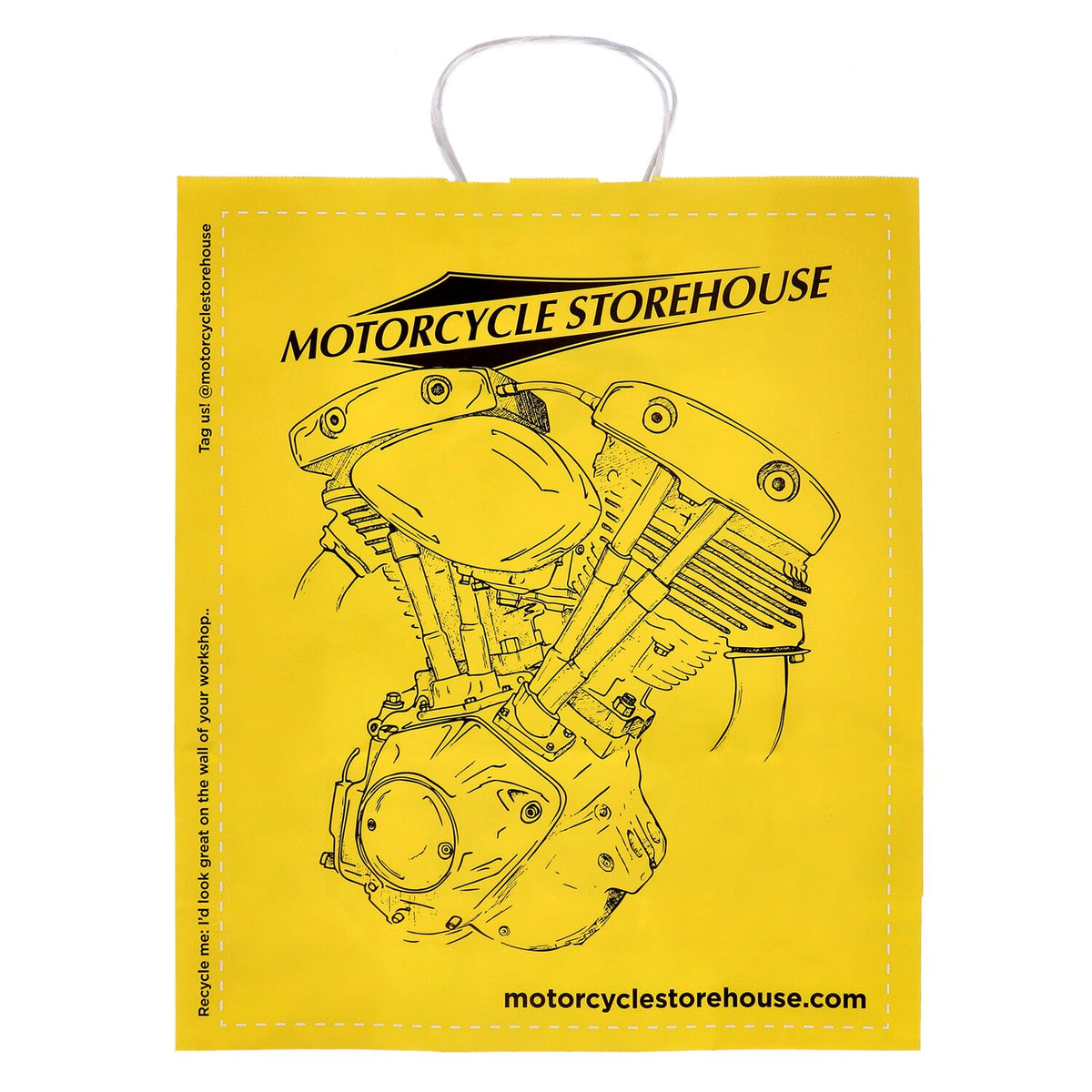 Motorcycle storehouse, logo carrier bag paper