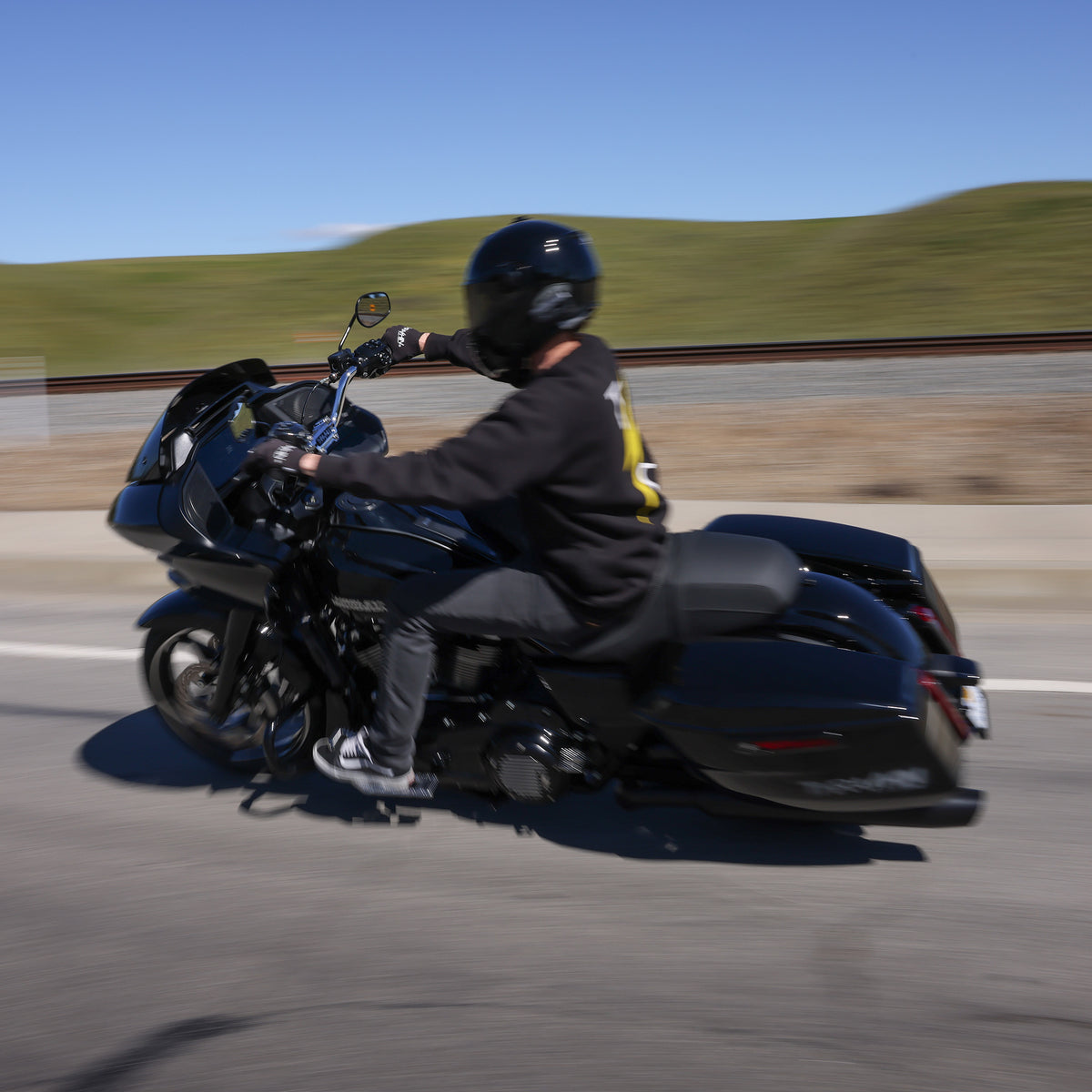 Chrome high-bend handlebar installation view; other parts not included
