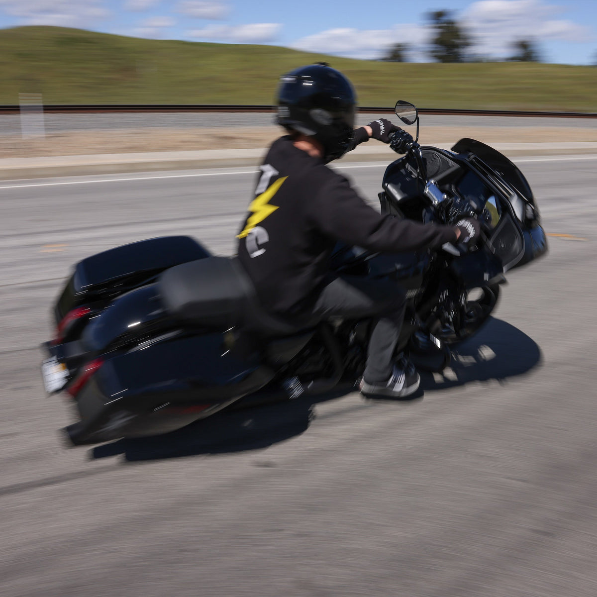 TSC-2802-1 black high-bend handlebar installed, view 5; motorcycle and other parts not included