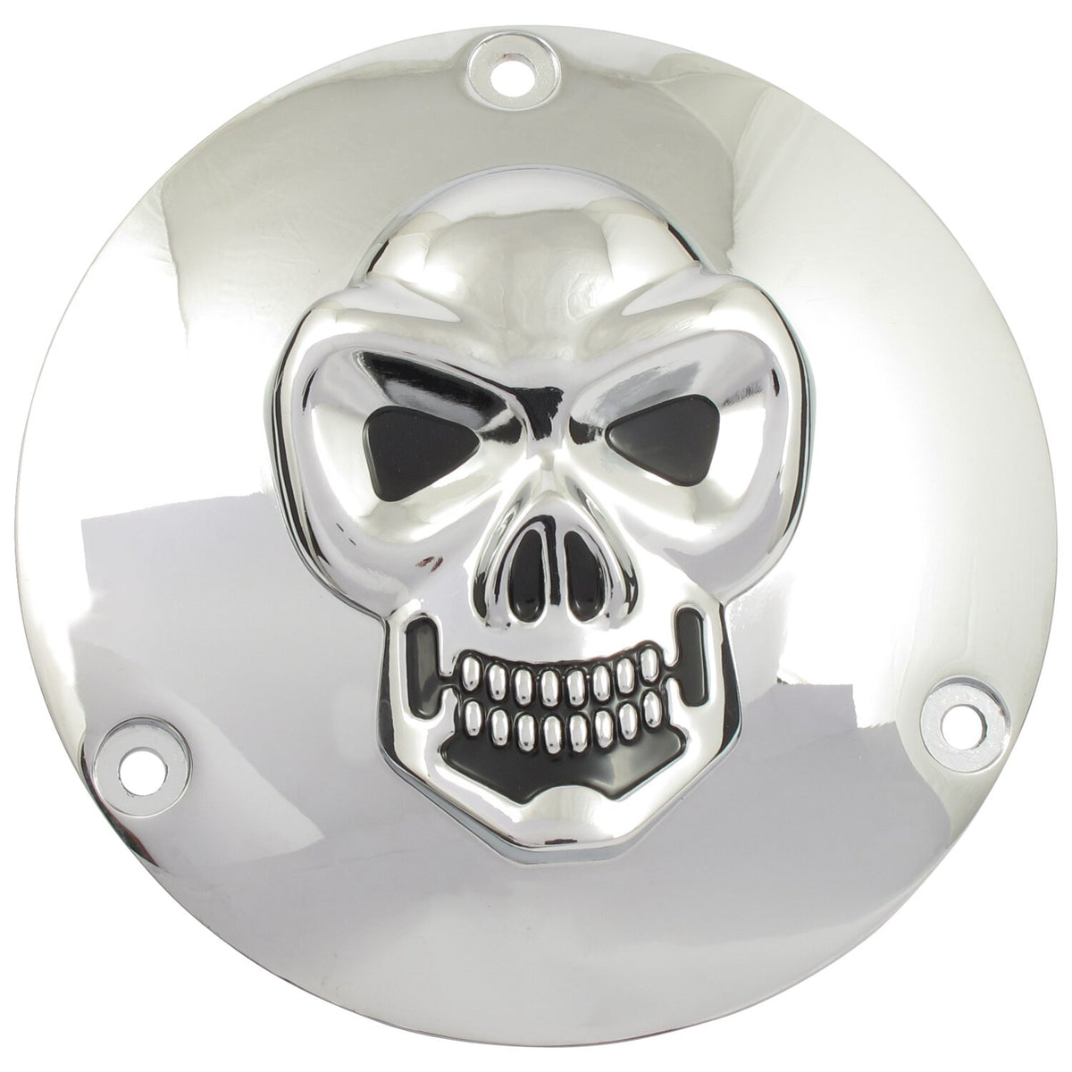 Skull derby cover 3-hole. Chrome