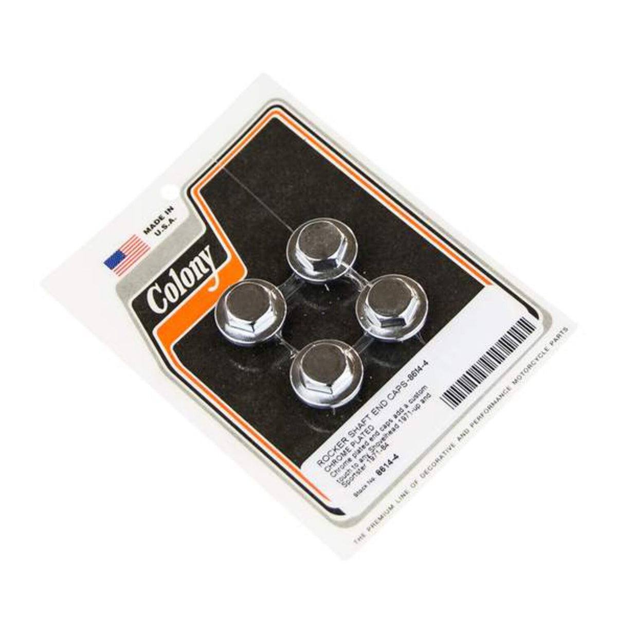 Colony, rocker shaft end plug set. Hex style. Chrome