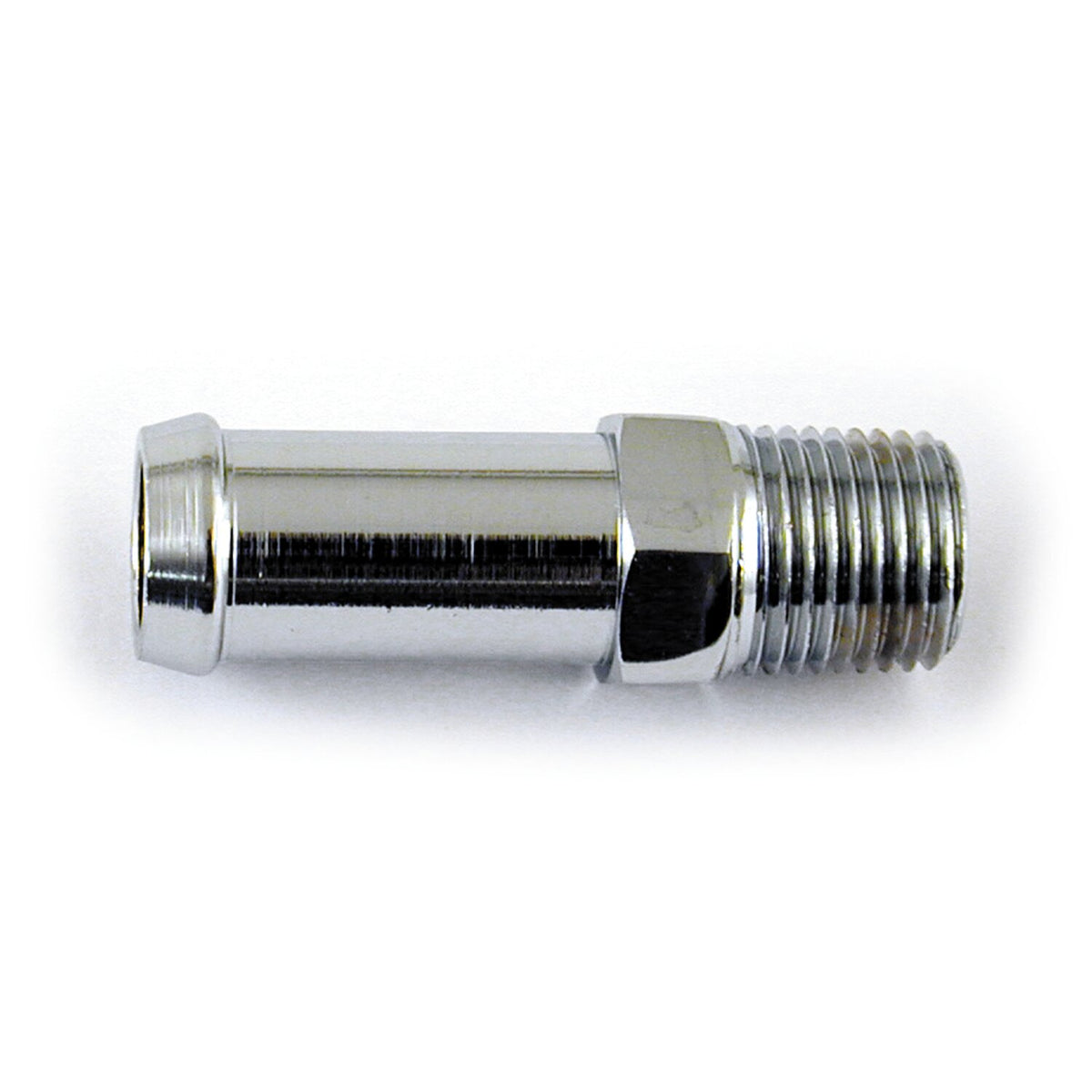 Oil line fitting, straight. Chrome