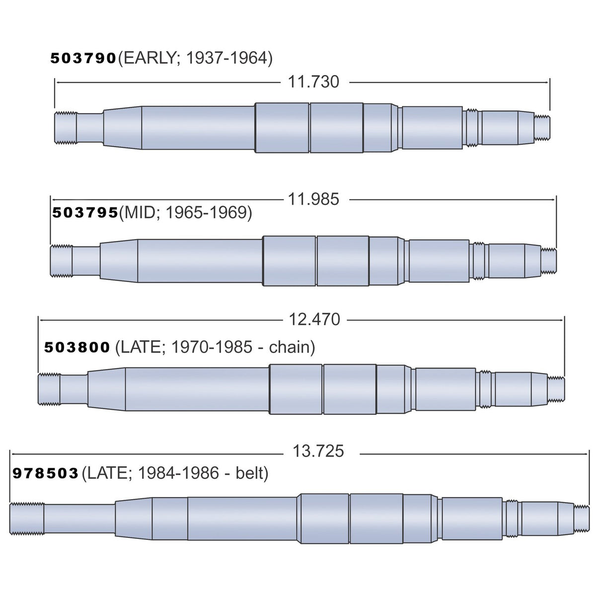 Andrews, 4-speed transmission mainshaft