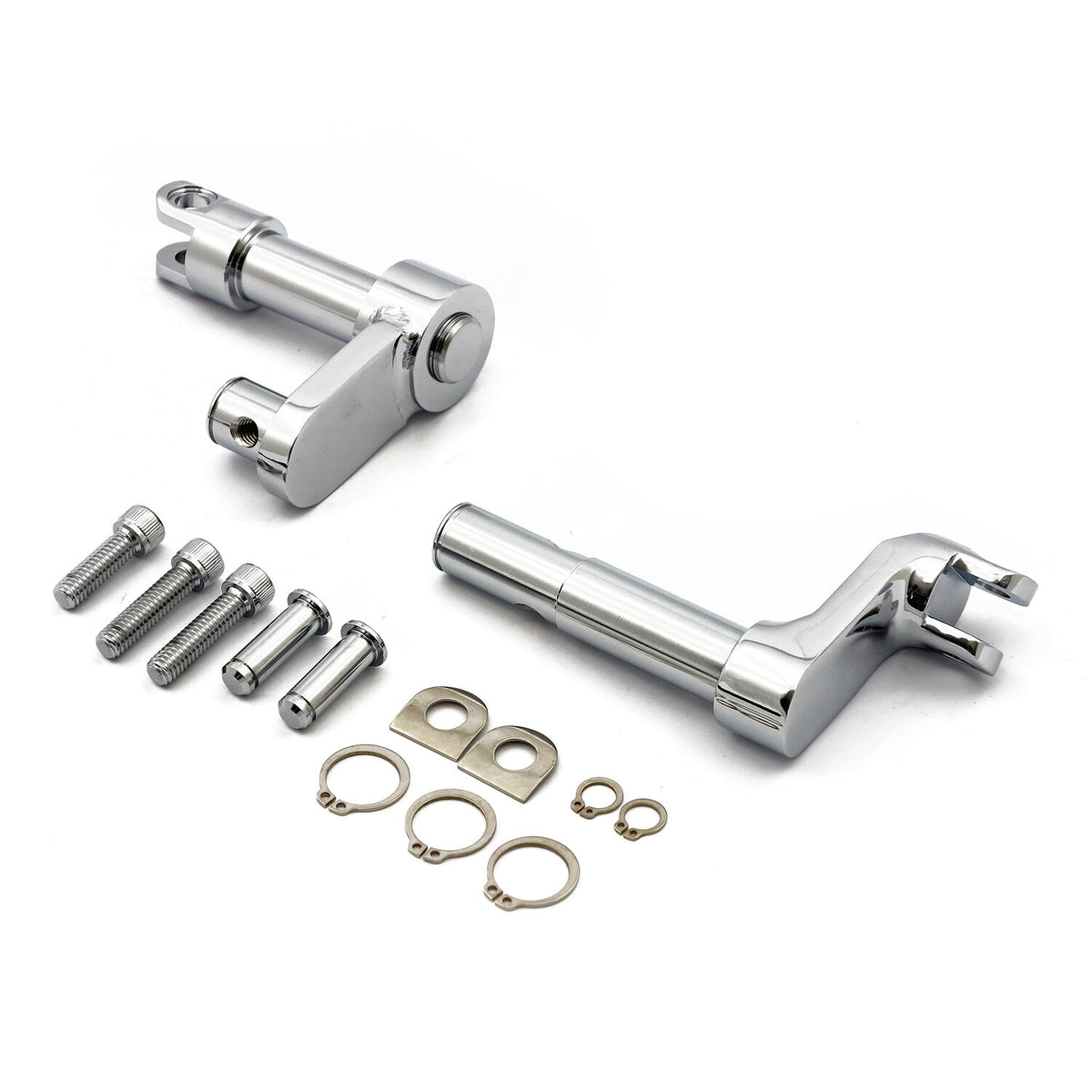 Foot peg conversion bracket kit . +2" extended. Chrome