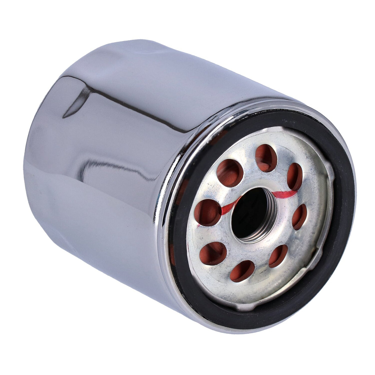 S&S, spin-on oil filter. Chrome