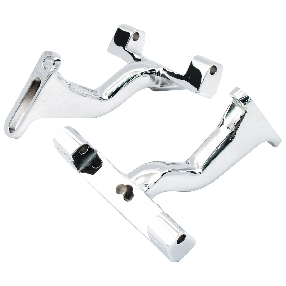 Mount bracket, passenger floorboard. Raised. Chrome