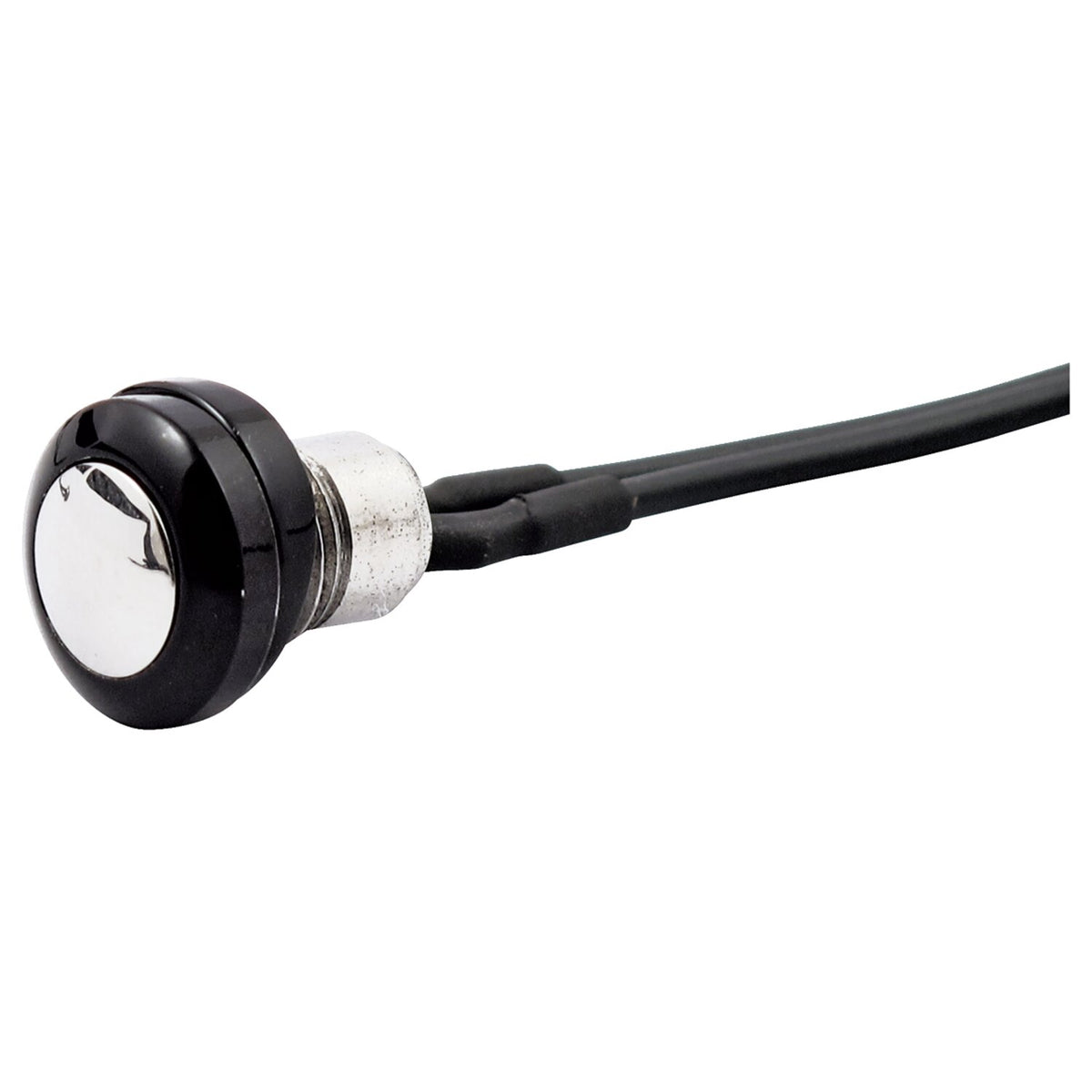 Smooth push button switch. two-tone black/polished