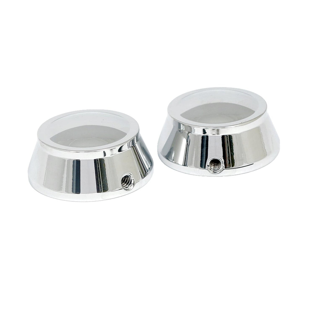 Swingarm pivot bolt cover set. Chrome