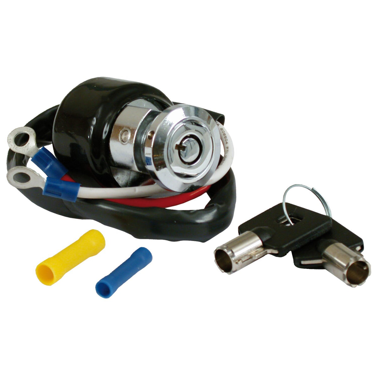 Dyna style ignition switch, round key, 2-wire. Chrome