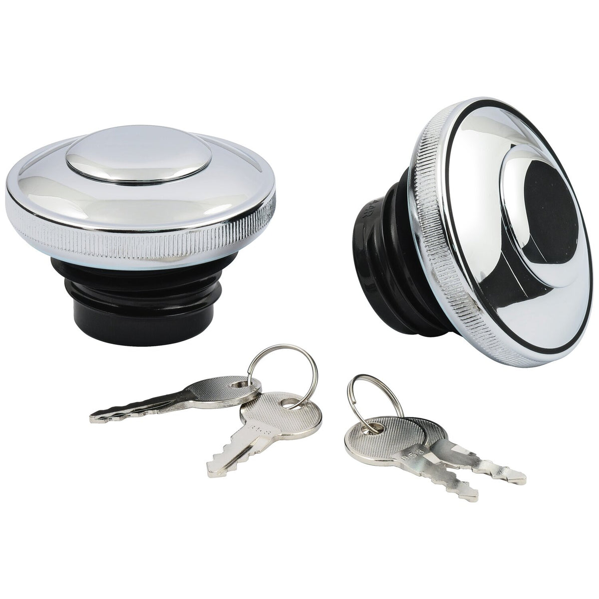 Gas cap set with lock, chrome