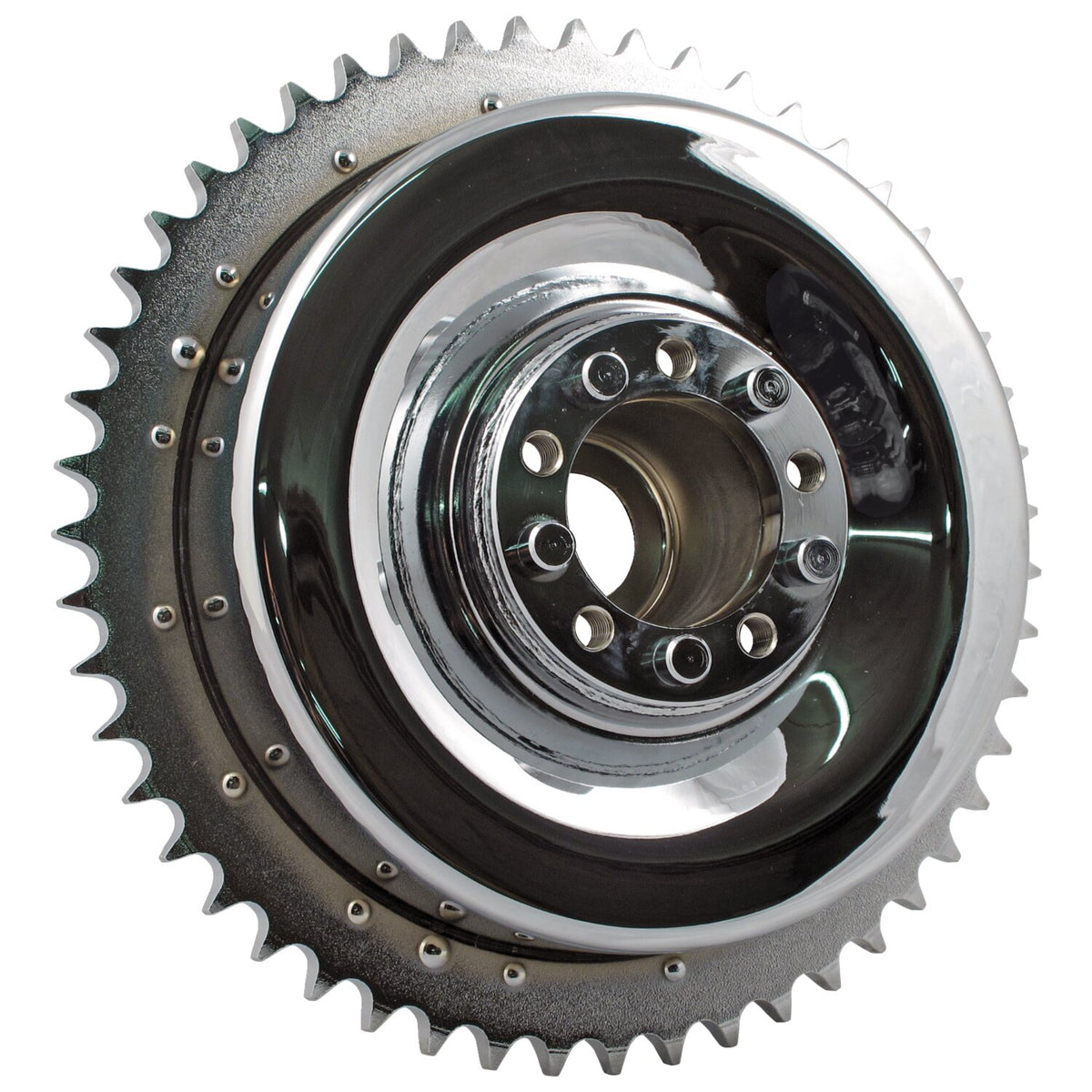 37-57 B.T. Rear brake drum & sprocket. Chrome