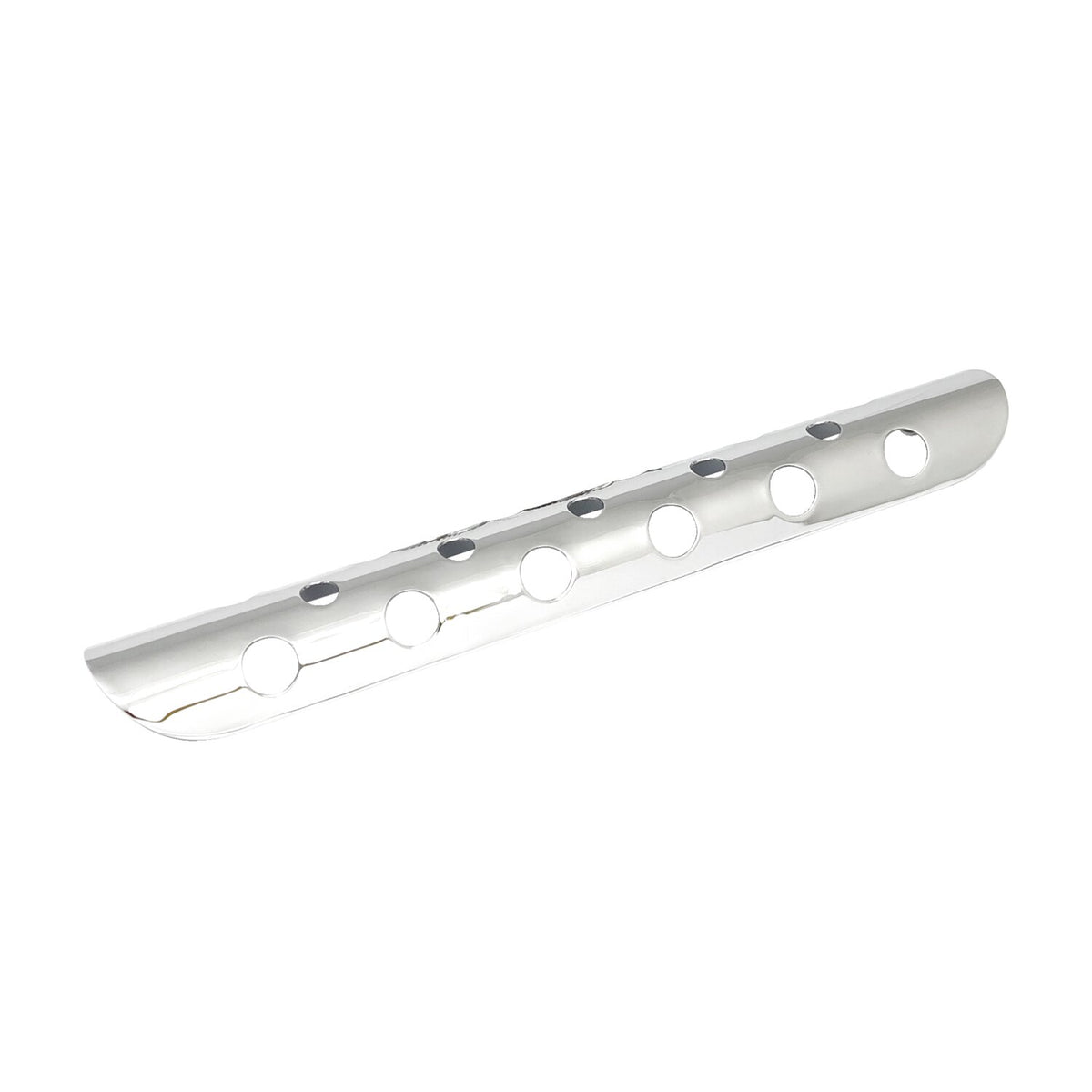 Universal bullet hole heat shield 14" long chrome