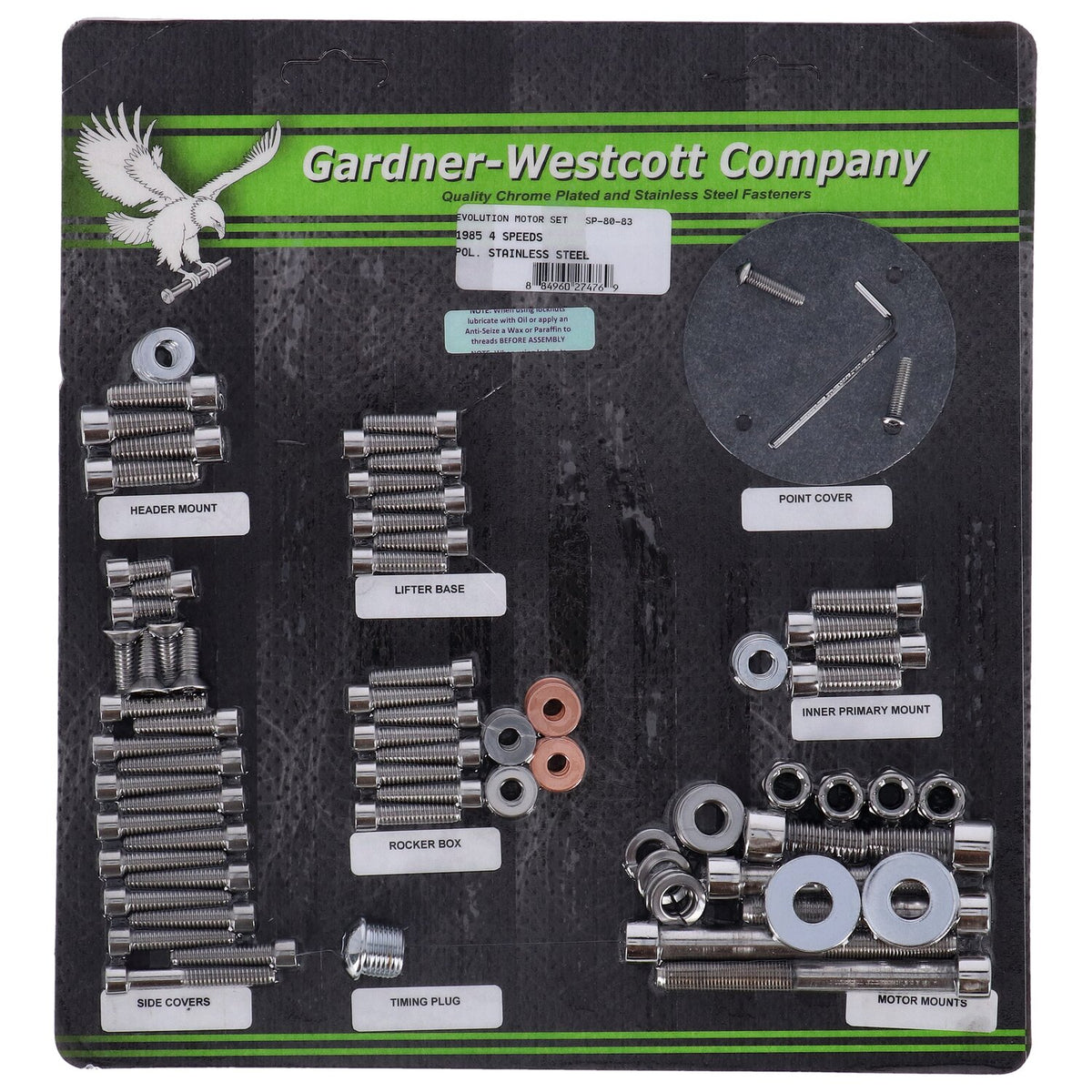 Motor screw set, polished ss allen