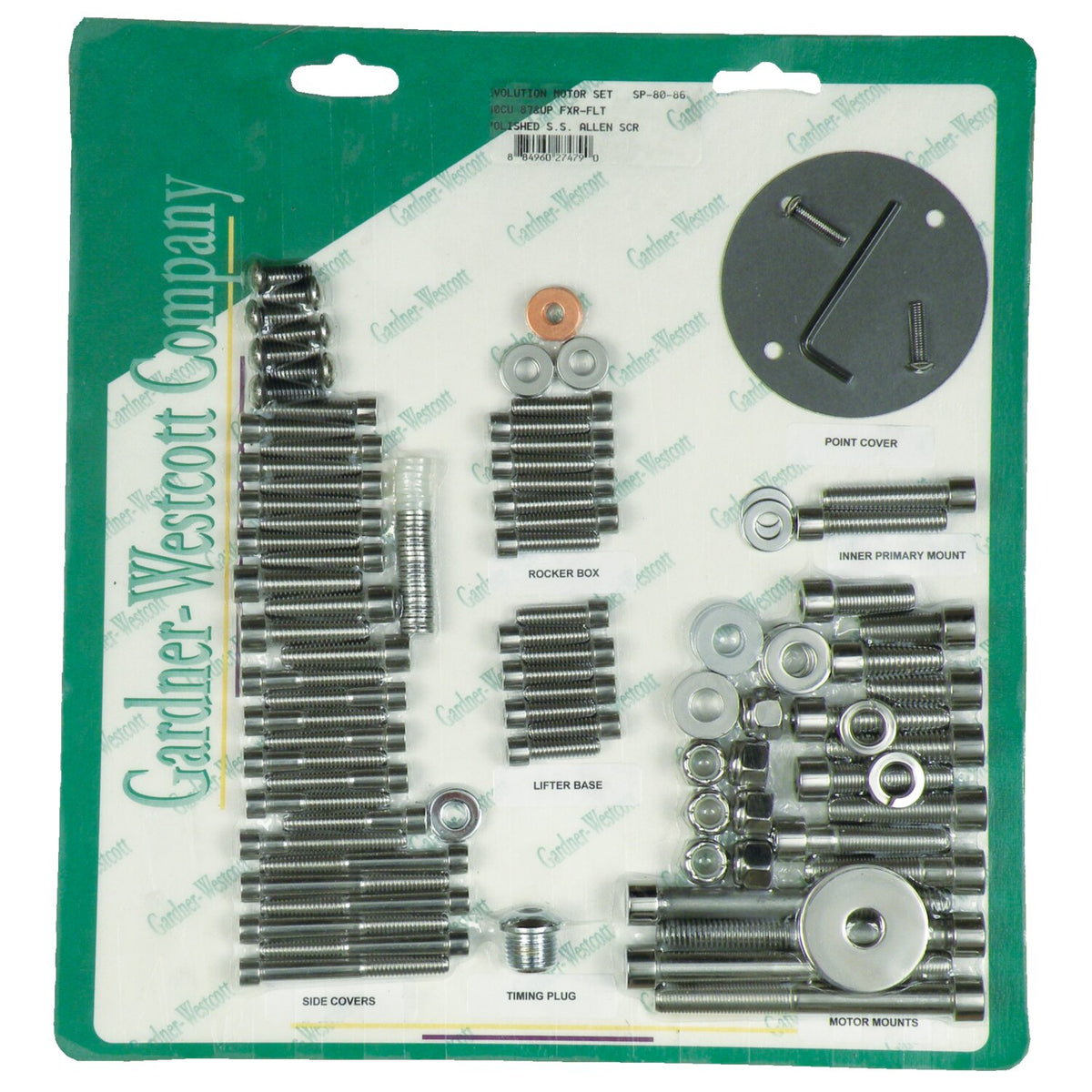 Motor screw set, polished ss allen