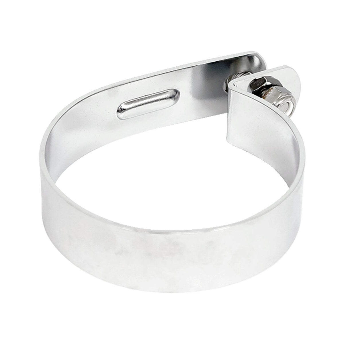Muffler short P-clamp 3-1/4". Chrome steel