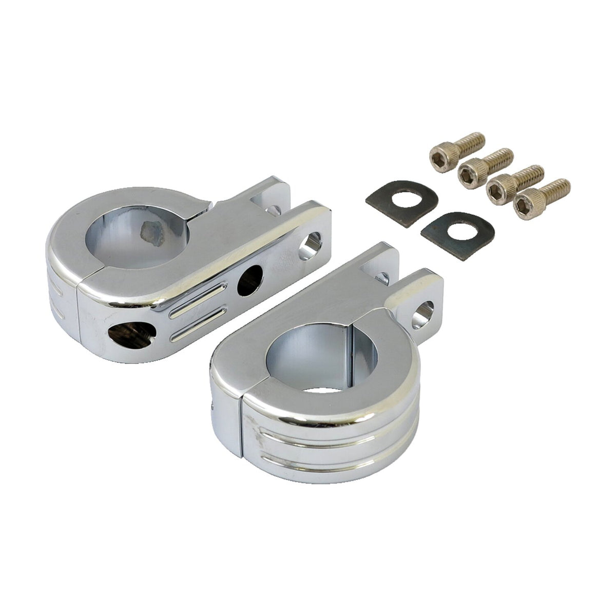 Engine guard foot peg mount kit. 1-1/4" (32mm)tubing. Chrome