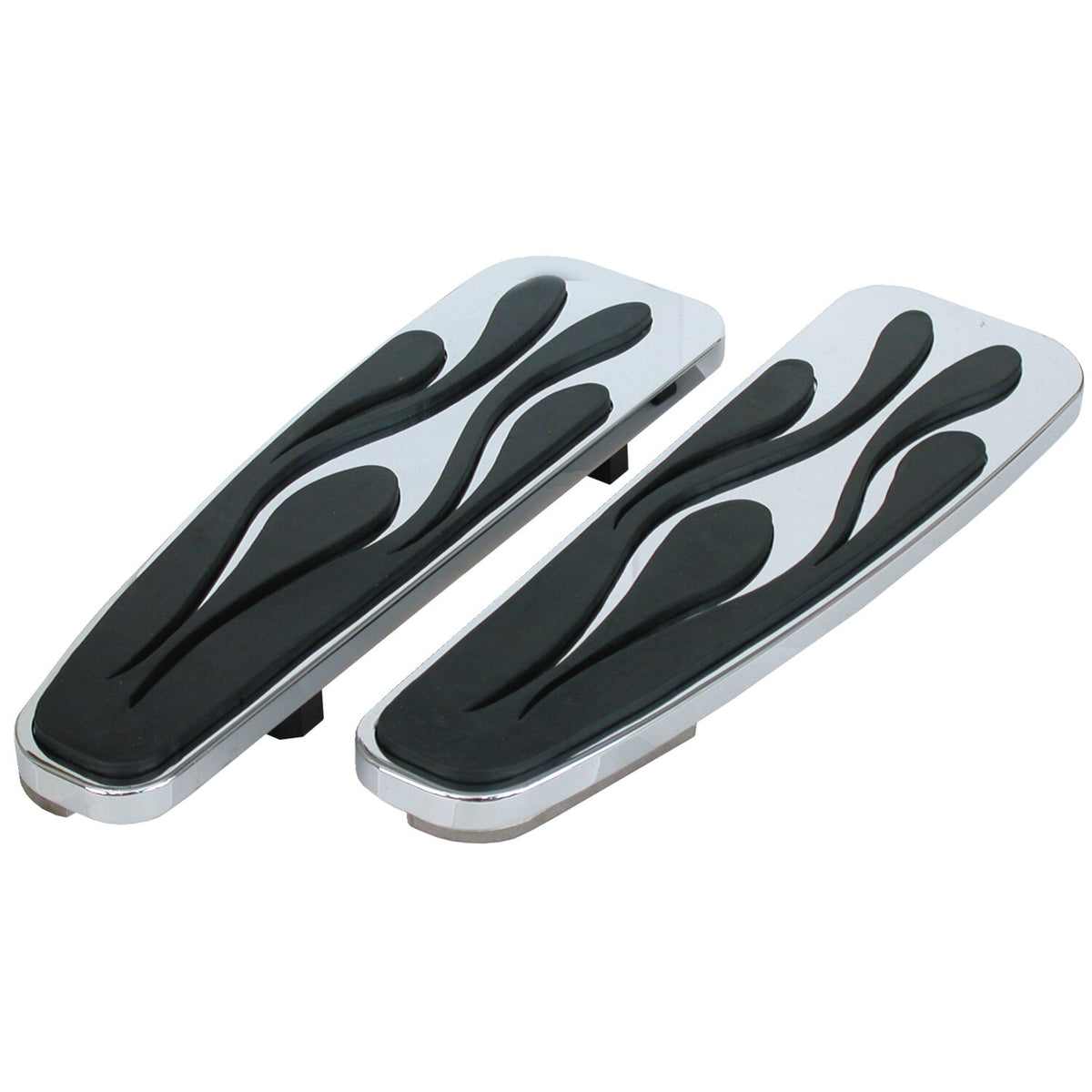 Flamed floorboards. Chrome
