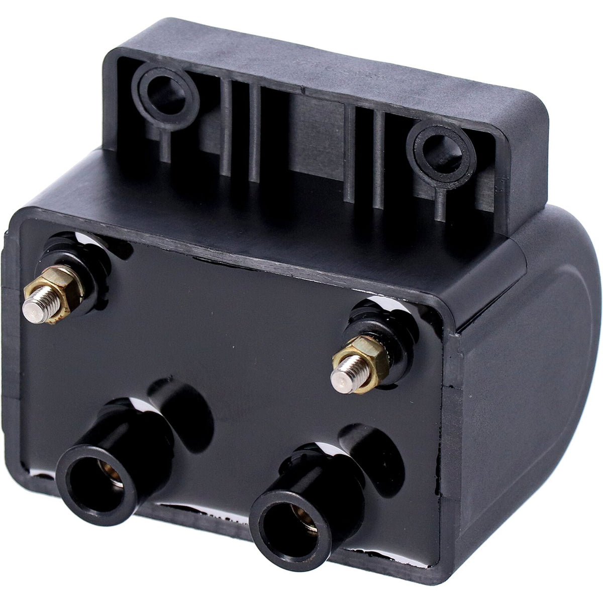 Late OEM style ignition coil. 12v, 4 ohm. Black