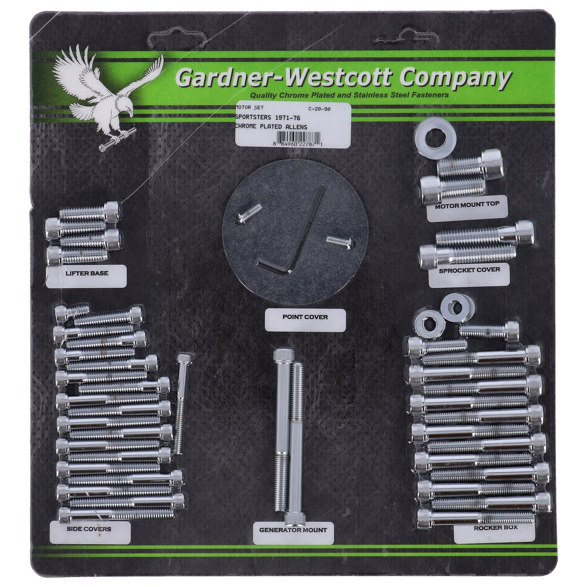 Motor screw sets, chrome allen