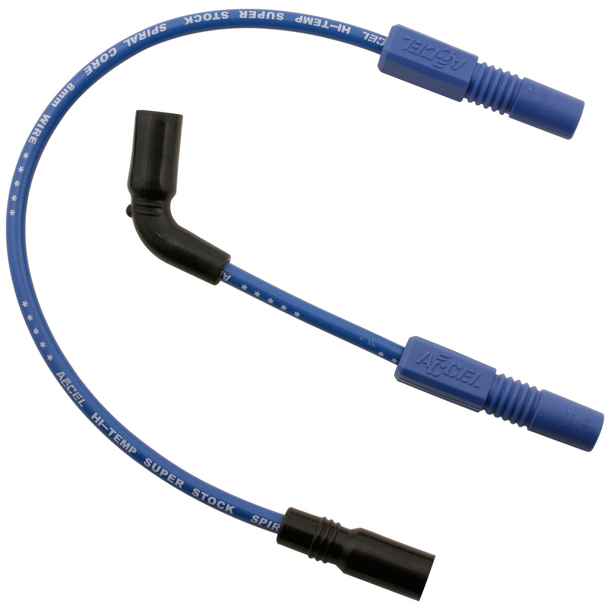 Accel, 8mm Ferro Spiral core spark plug wire set. Blue