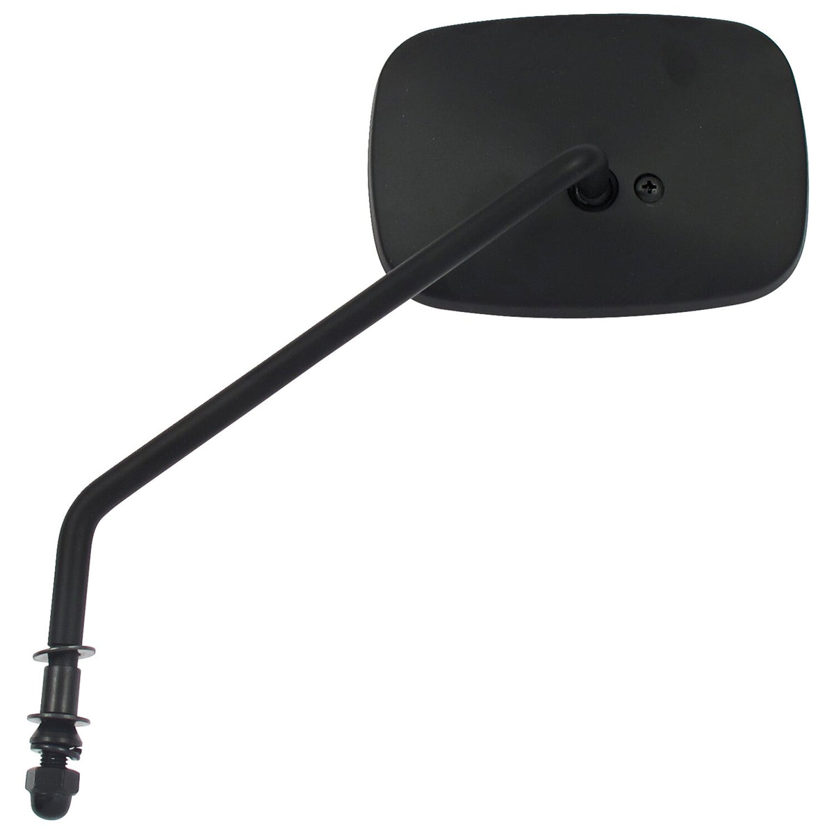 Late OEM style mirror, long stem, left side. Black