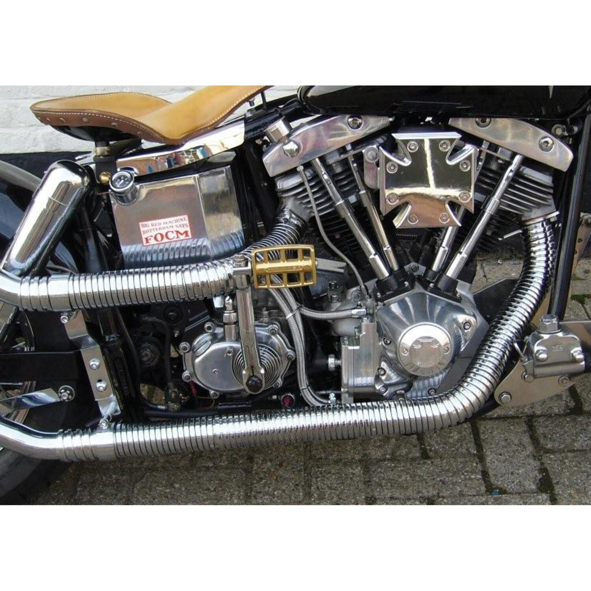 Flexible exhaust header cover. Chrome