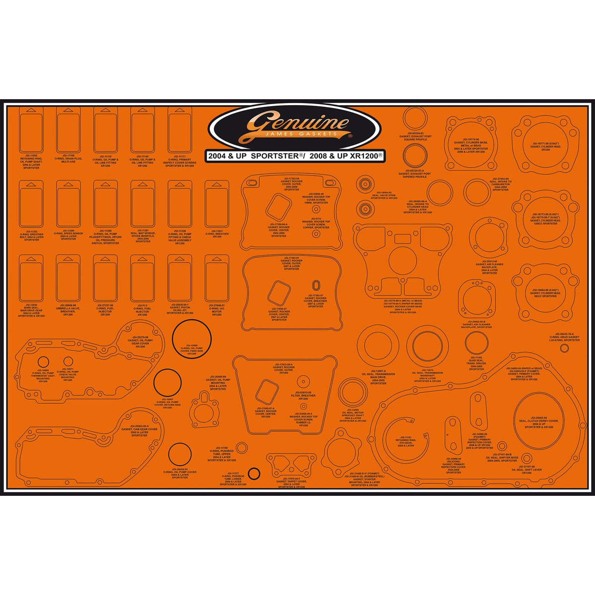 James, gasket & seal board. 04-22 XL Sportster, XR1200