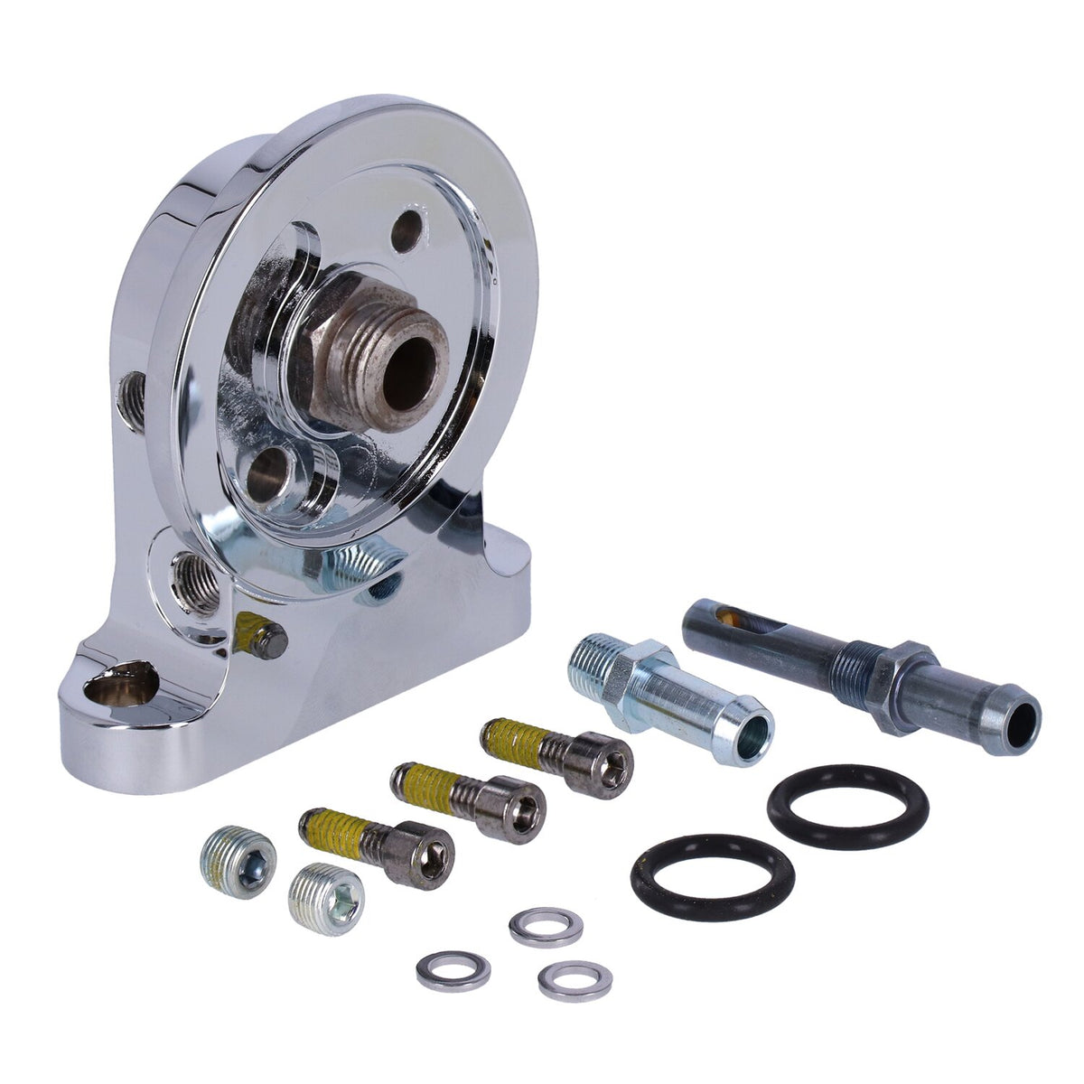 S&S, Twin Cam billet oil filter mount kit. Chrome
