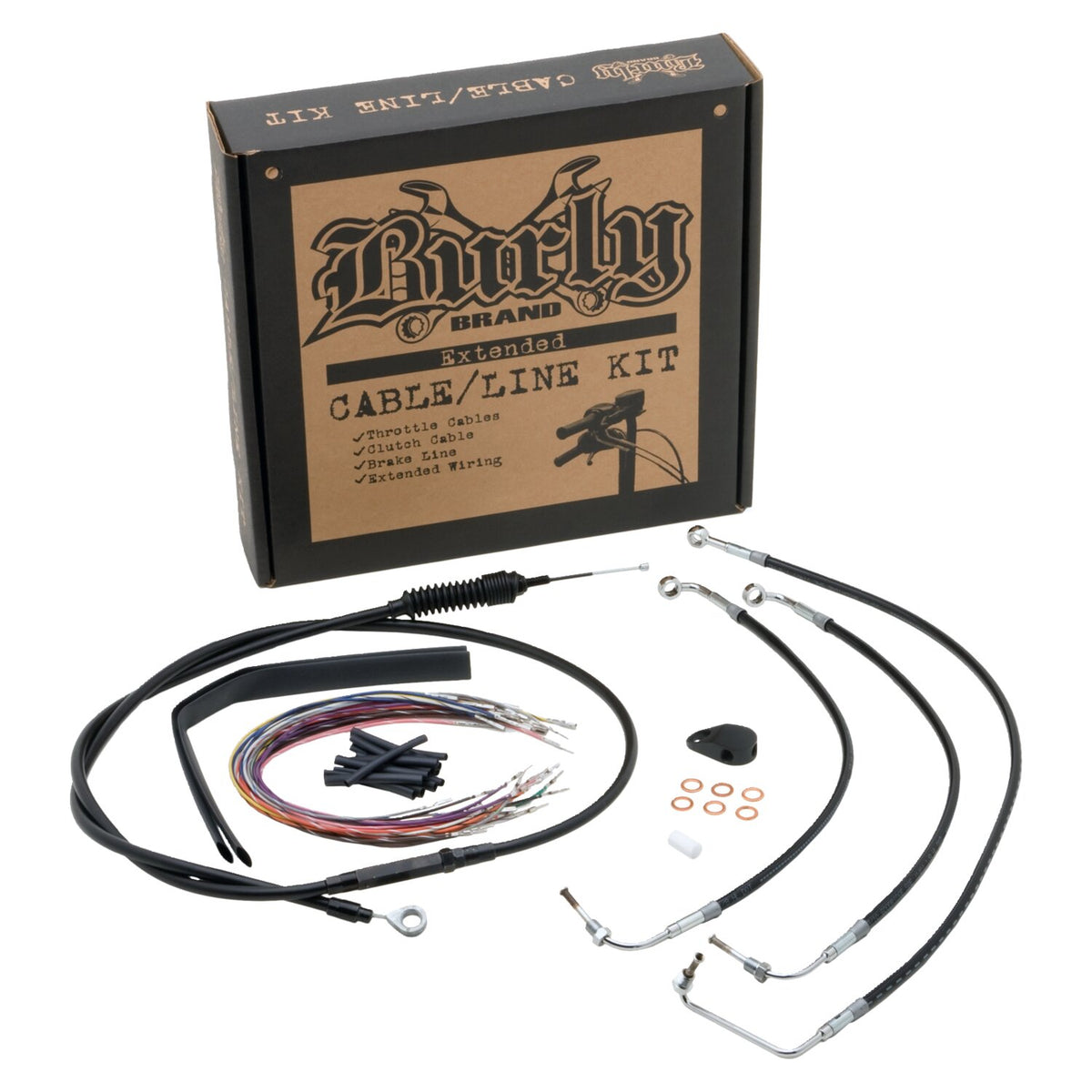 Burly, Bagger Bar cable/line extension kit 13". Black