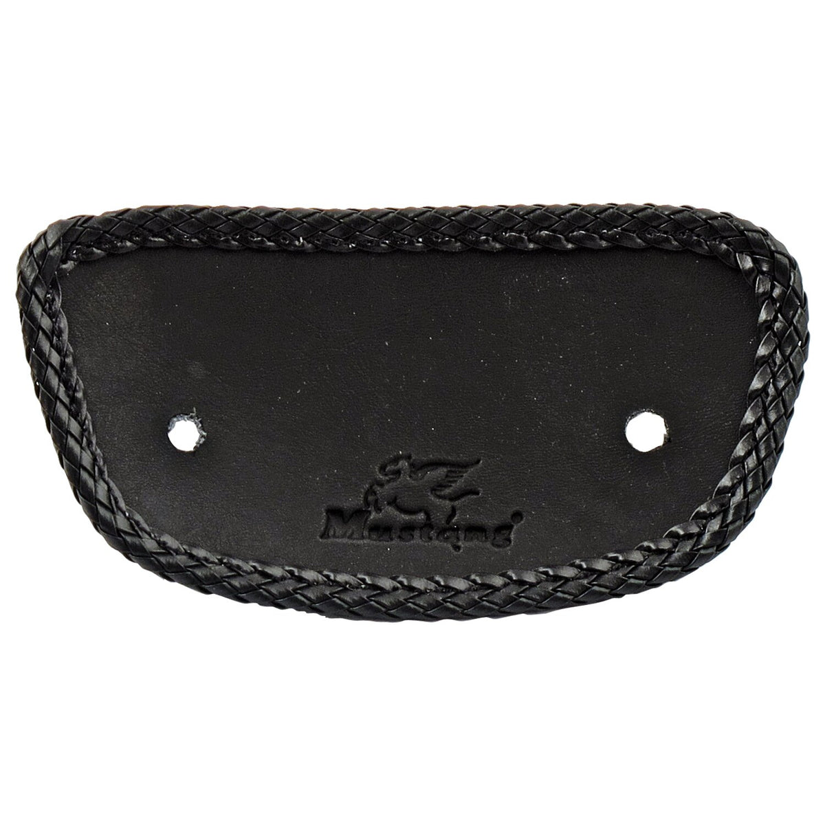 Mustang, mini fender bib. Plain with braided edges. Black