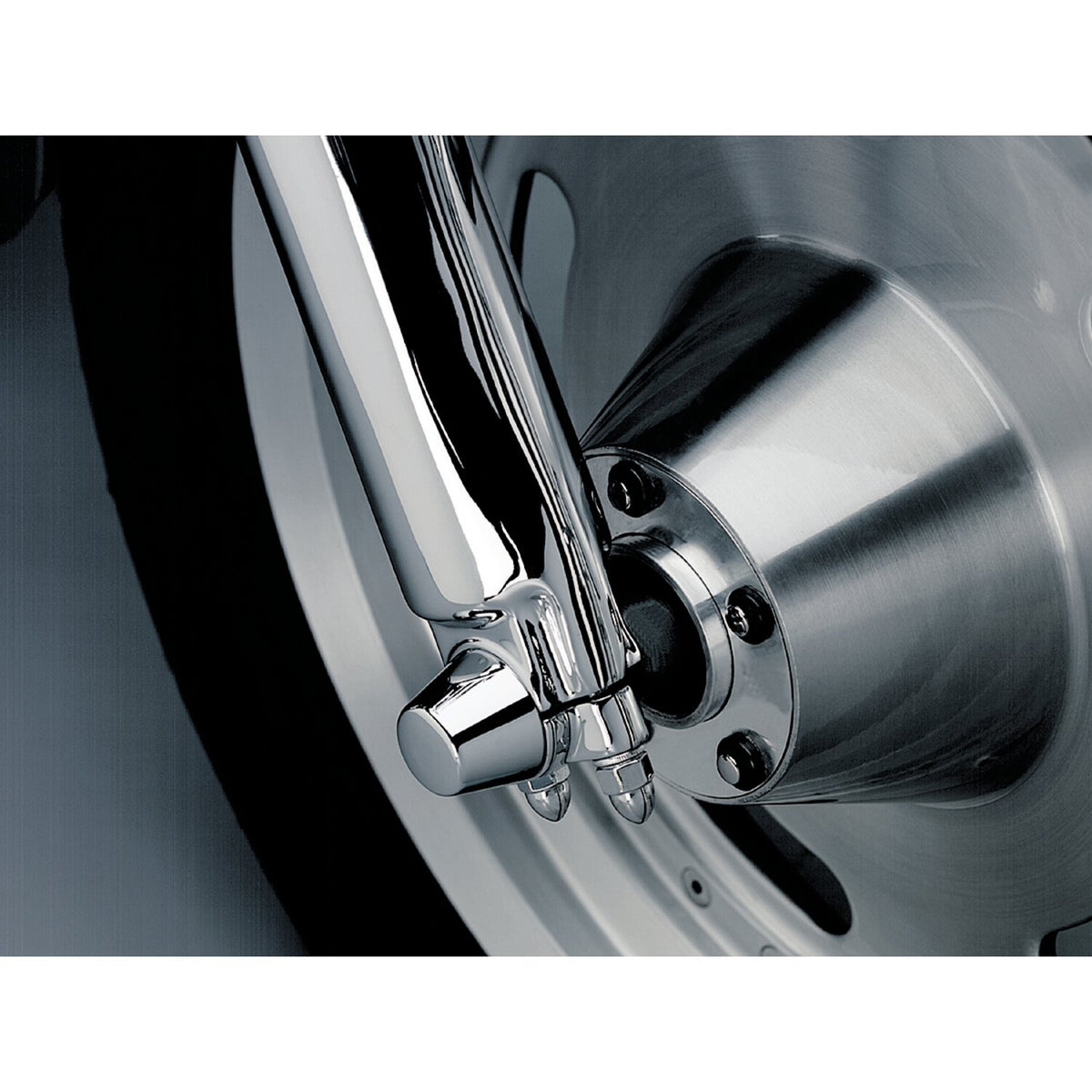 Kuryakyn, front axle nut cap. Tapered. Chrome