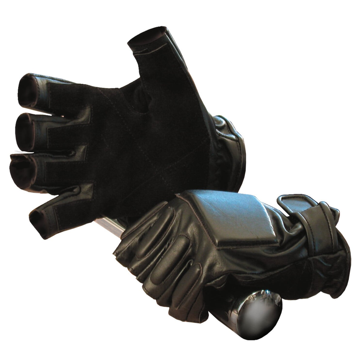 Army Surplus fingerless leather gloves black