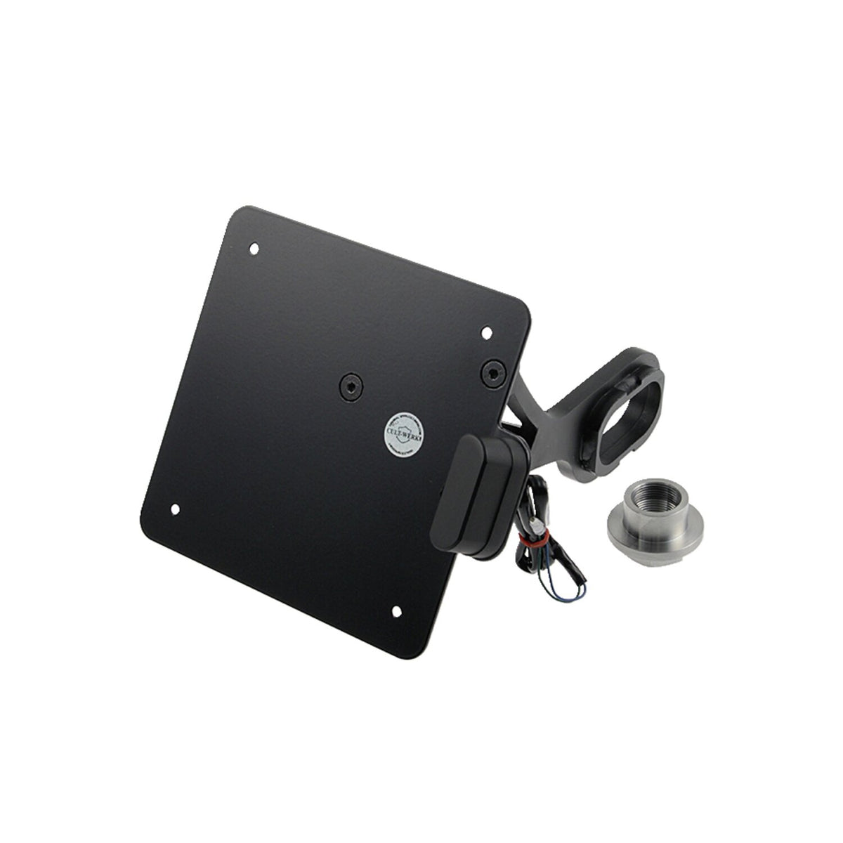 Cult-Werk, side mount license plate bracket, black. Italy