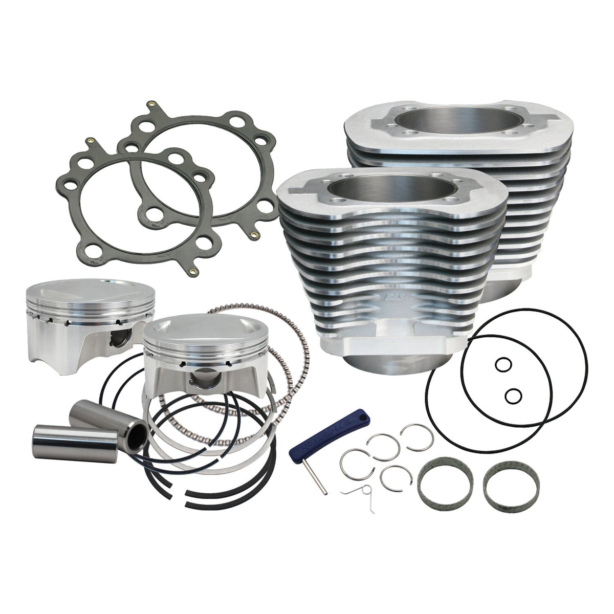 S&S, 88" to 100" conversion cylinder & piston kit. Silver