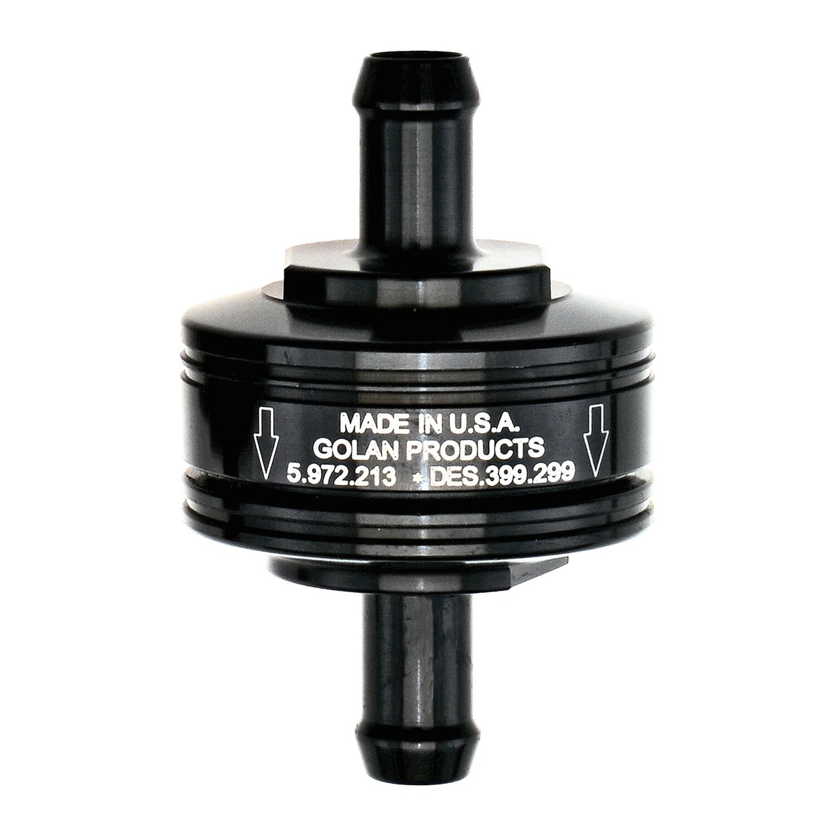 Golan Super mini fuel filter 5/16" (8 mm). Black anodized