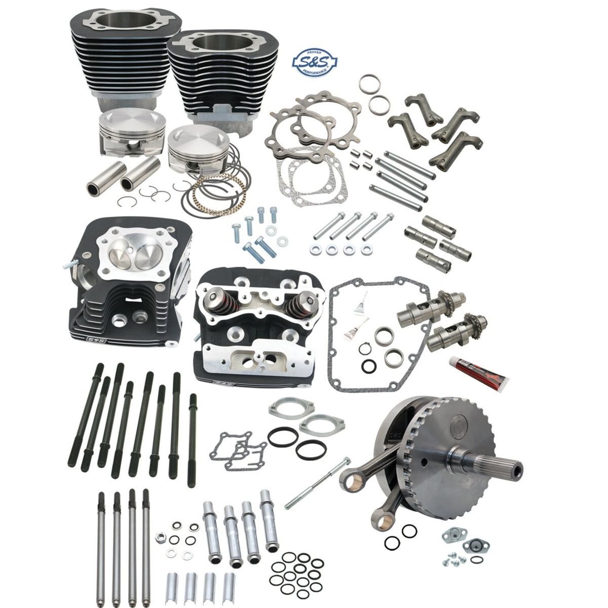 S&S, 124" Twin Cam Hot set-up kit with heads. Silver
