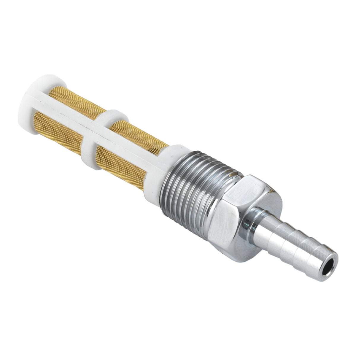 K-Tech brass 3/8 NPT custom fuel line fitting chrome