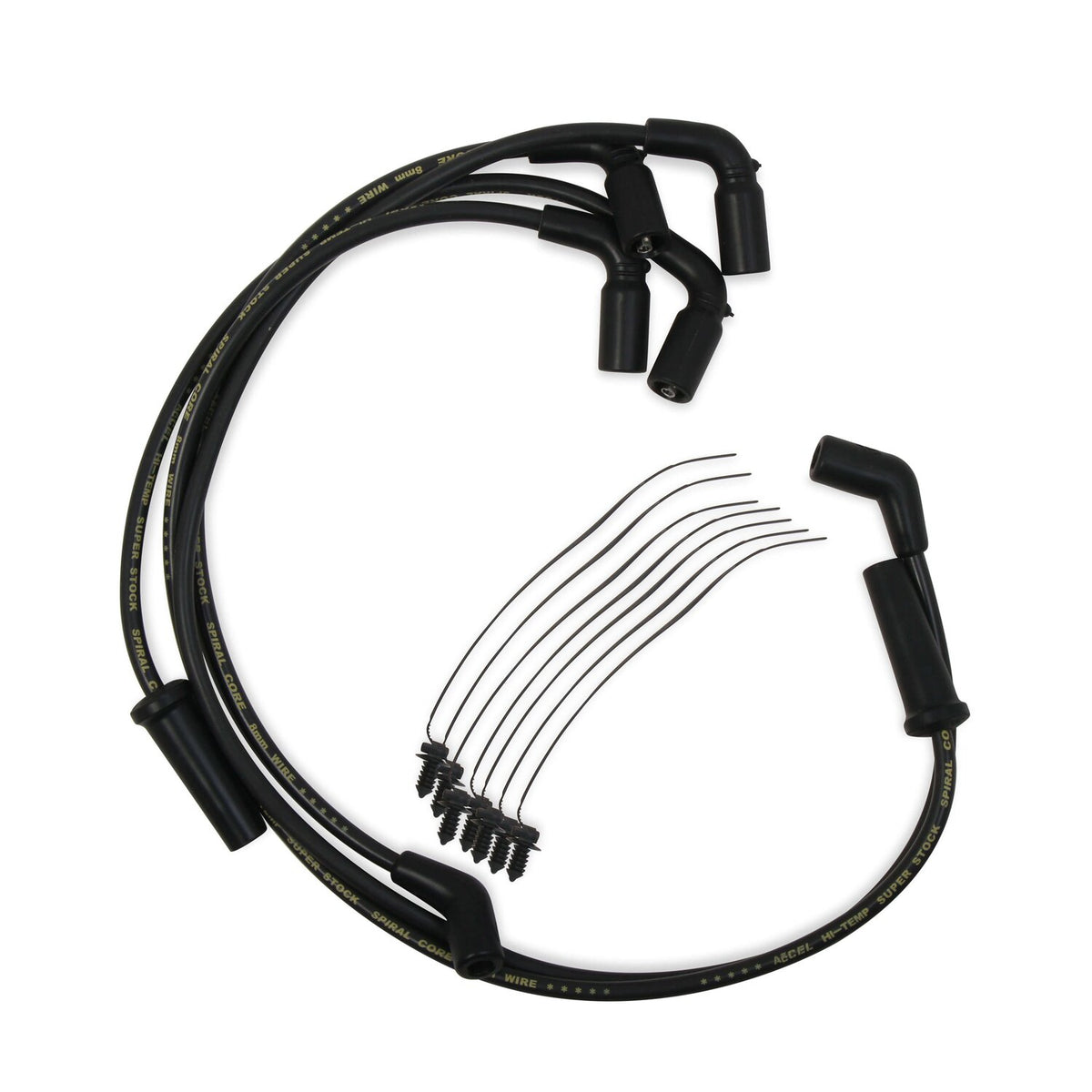 Accel, 8mm Ferro Spiral core spark plug wire set. Black