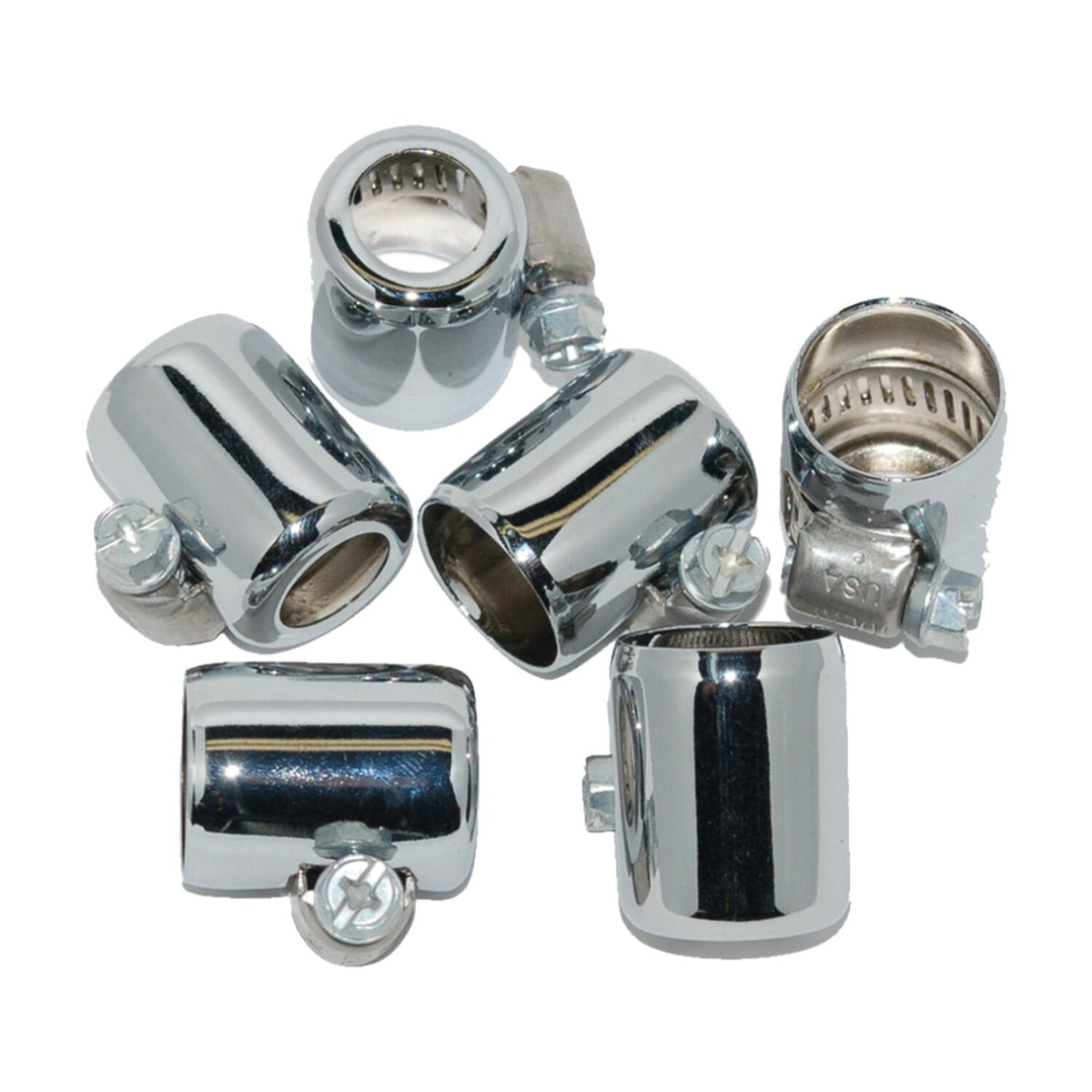 NAMZ, oil line hose clamps. 3/8" ID. Chrome