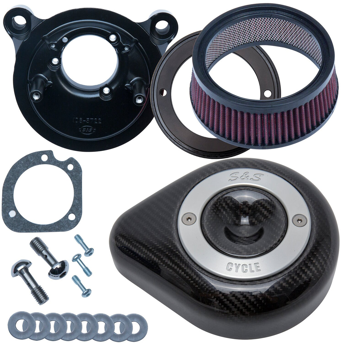 S&S Stealth, carbon teardrop air cleaner kit