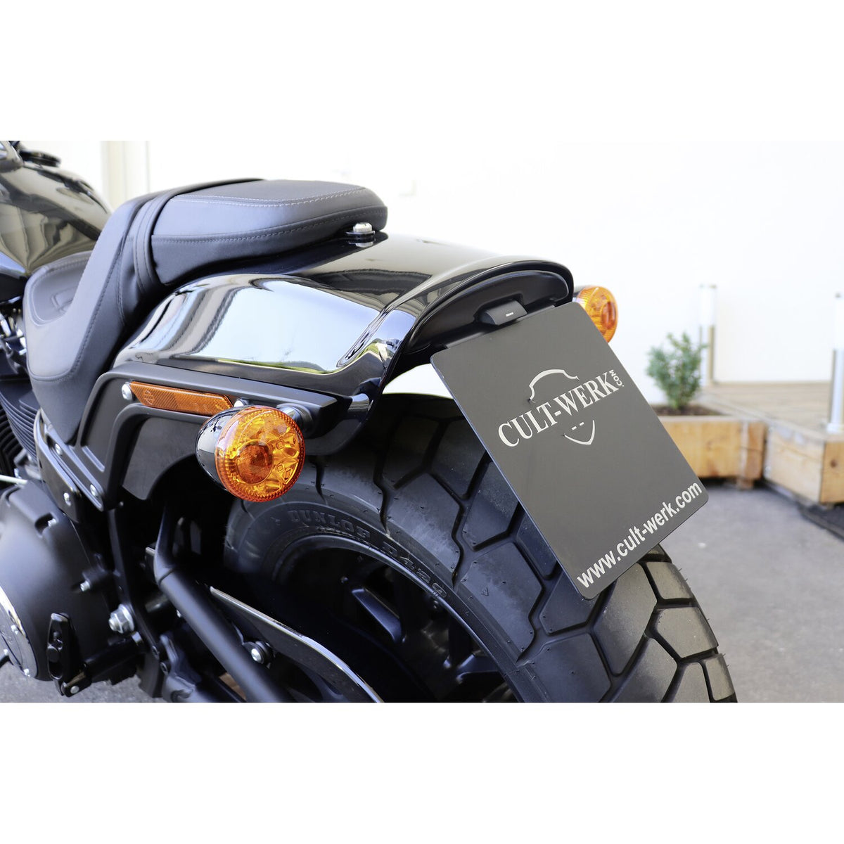 Cult-Werk, center license plate bracket. Black