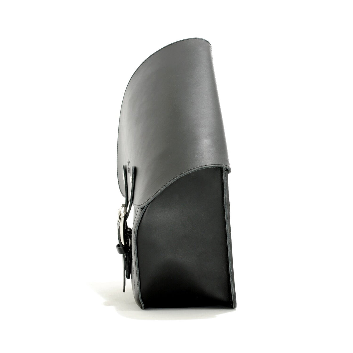 Longride, swingarm bag. Smooth, black leather. 7 liter