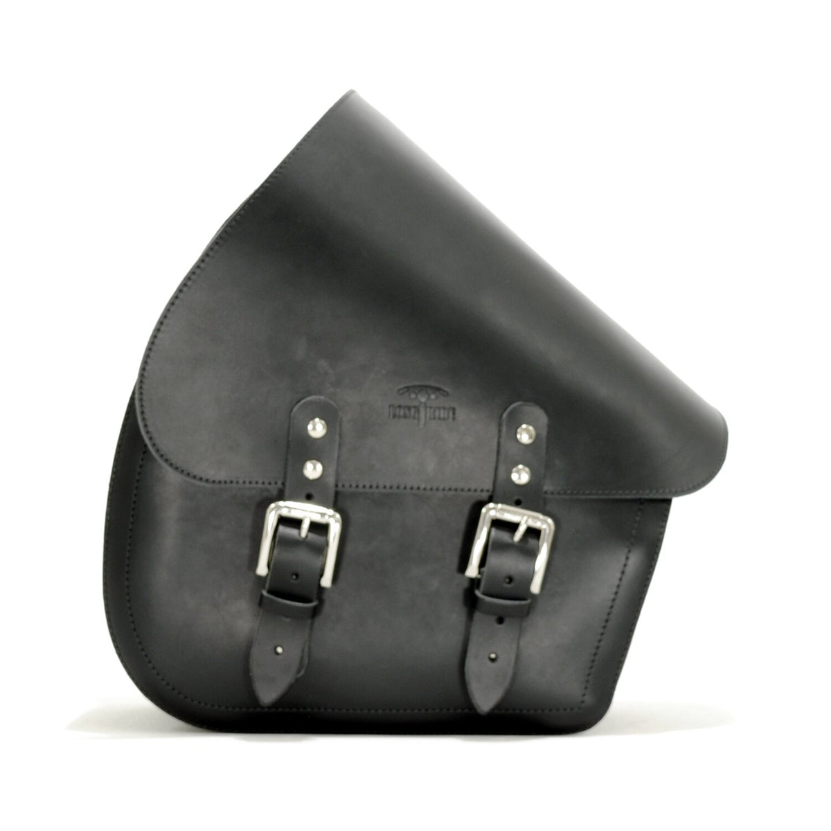 Longride, swingarm bag. Smooth, black leather. 11.6 liter