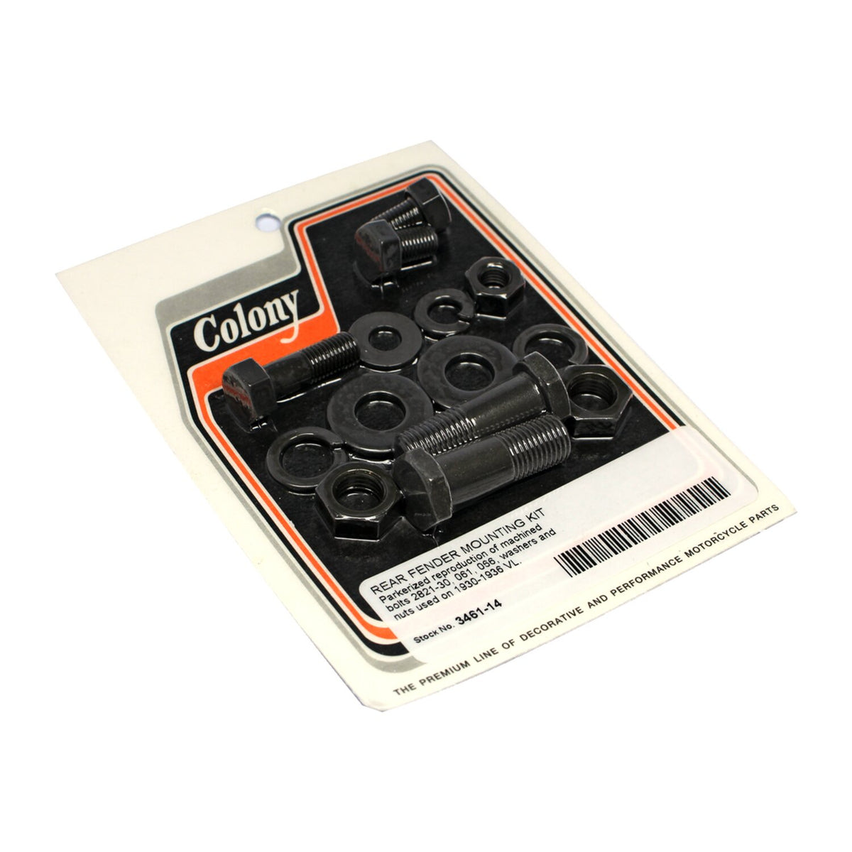 Colony, rear fender mounting kit. Black