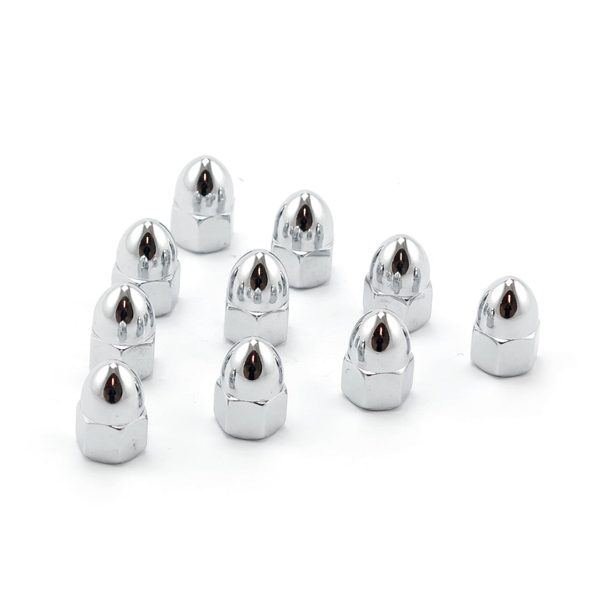 Colony, M10 x 1.25 acorn nuts chrome. High Crown