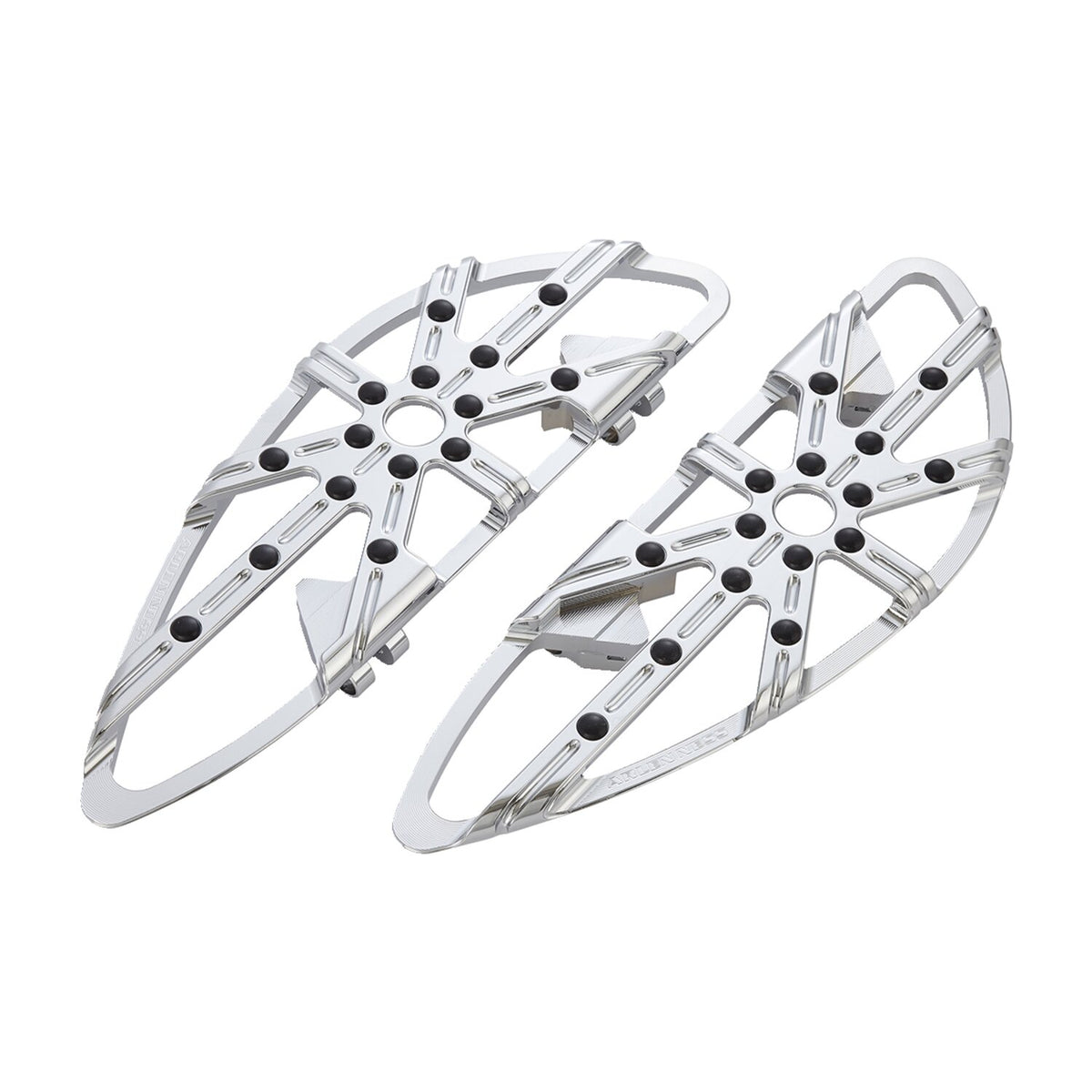 Arlen Ness, M8 Softail 10-Gauge rider floorboards. Chrome