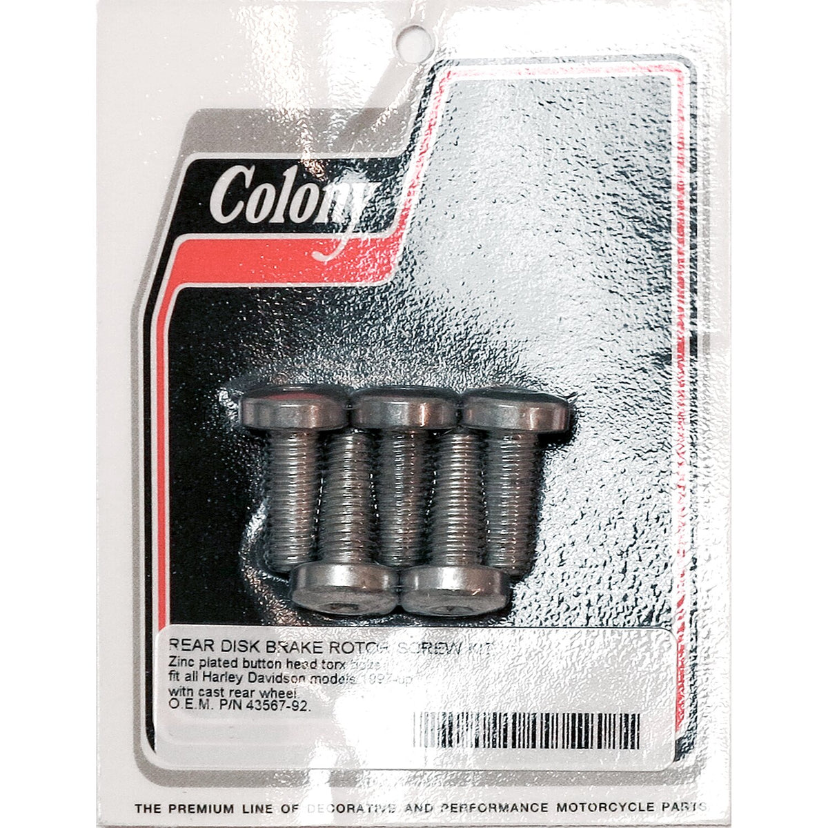 Colony, front/rear brake rotor bolt set. Button head Torx