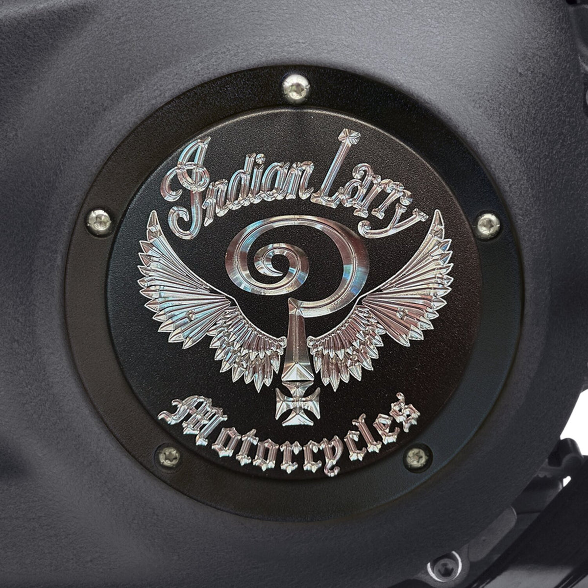 Indian Larry, 'Indian Larry' logo derby cover. Matte black