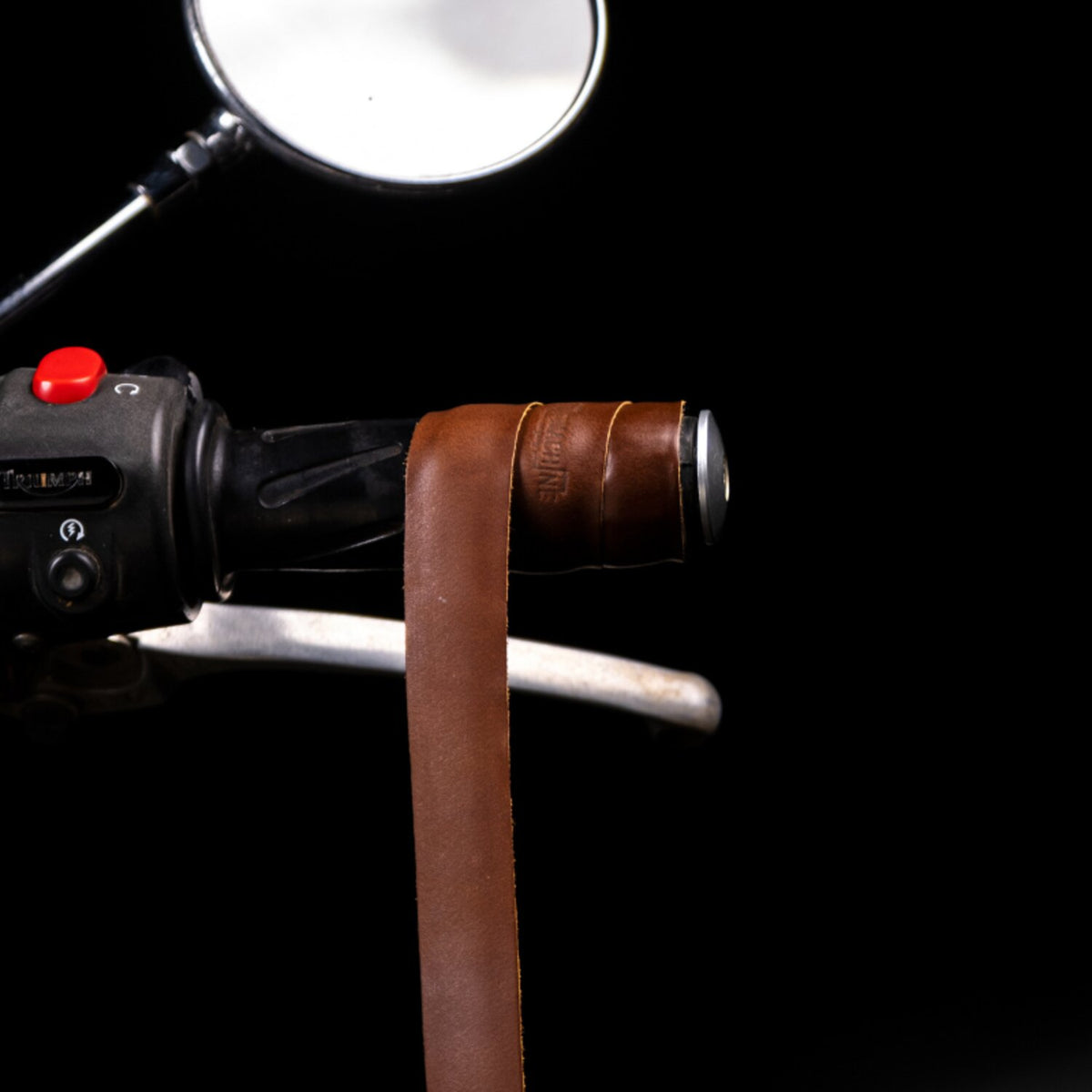 Trip Machine, leather handlebar grip wraps. Dark Tan Cognac