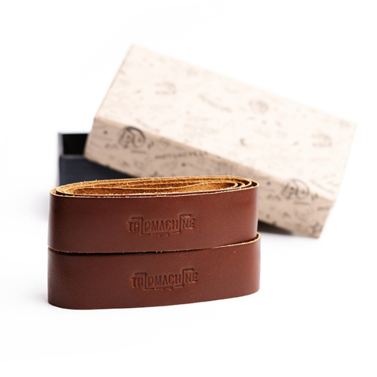 Trip Machine, leather handlebar grip wraps. Dark Tan Cognac